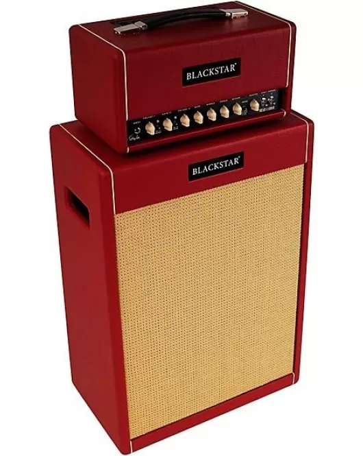 Blackstar St. James Toby Lee 50 6L6 50W Tube Guitar Head and 2x12 Guitar Cabinet Red